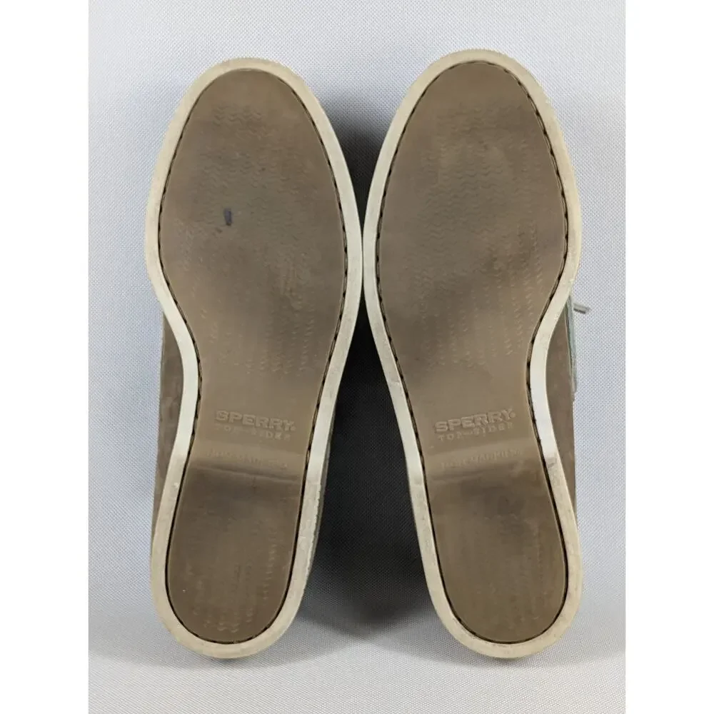Sperry Top Sider Boat Shoes Mens Size 11M Green White Brown Leather Two Eyelet
